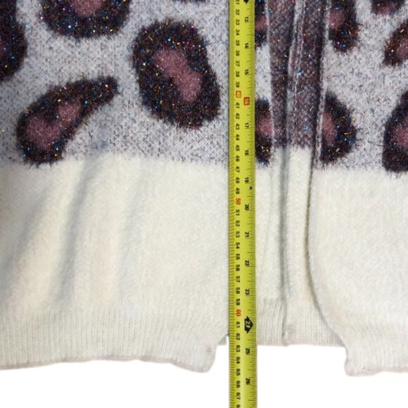 Anthropologie Kenzie Leopard Shimmer wrap open front  Sweater Cardigan. NWOT - Picture 15 of 16